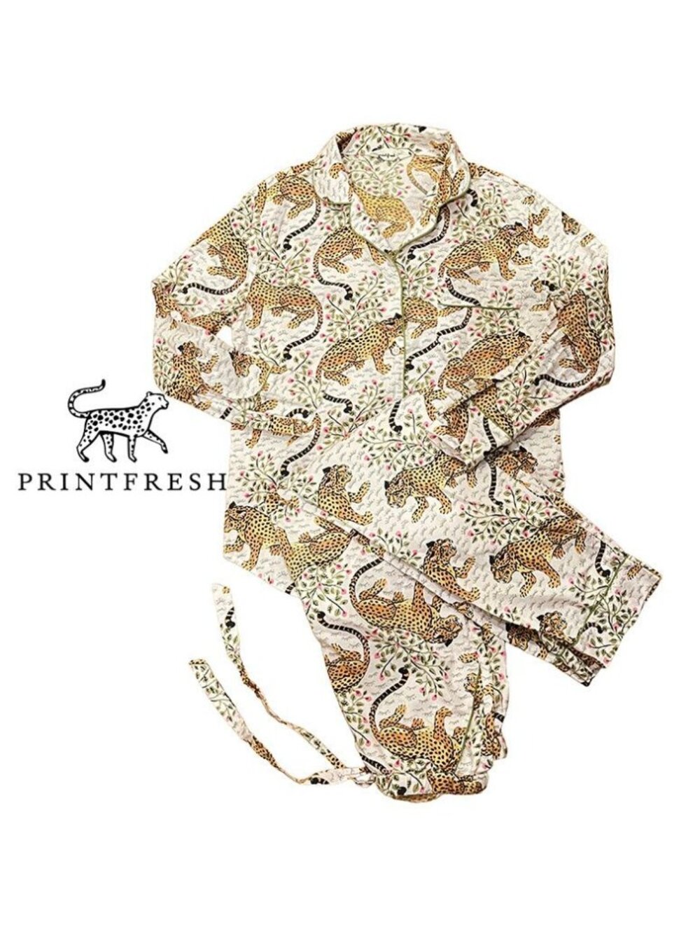 Printfresh iconic Bagheera 100% Cotton LS Pajama Set, Blush, XS